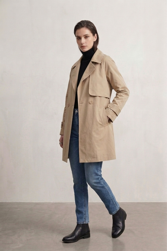 Elegant Classic Double-Breasted Trench Coat