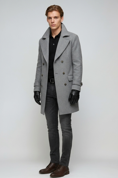 Men's Double-Breasted Wool Overcoat