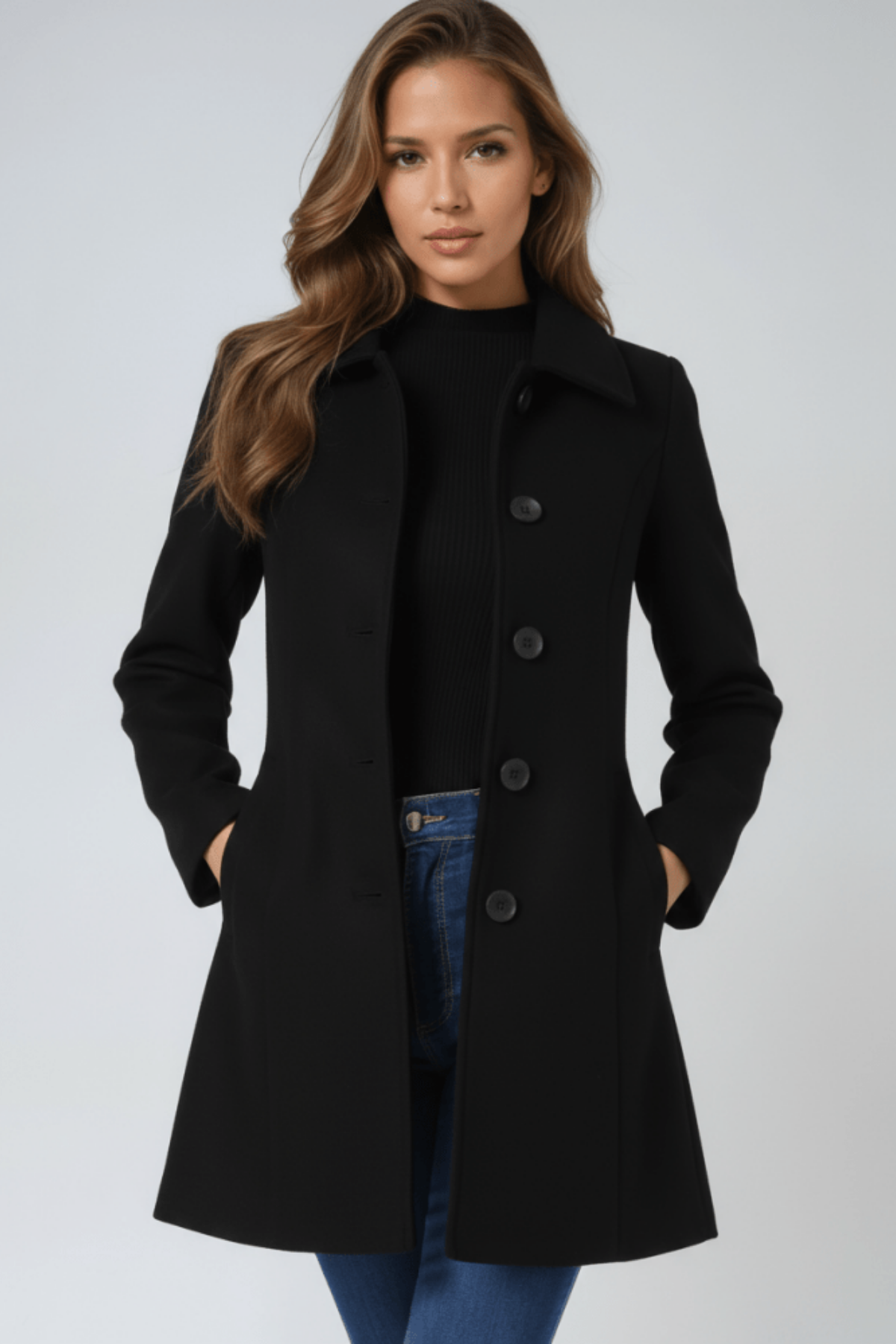 Women's Single-Breasted Wool Coat