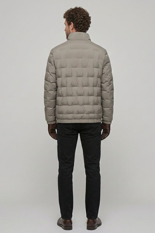 Men's Quilted Puffer Jacket with Funnel Neck