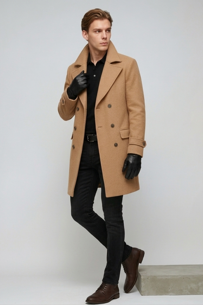 Men's Double-Breasted Wool Overcoat