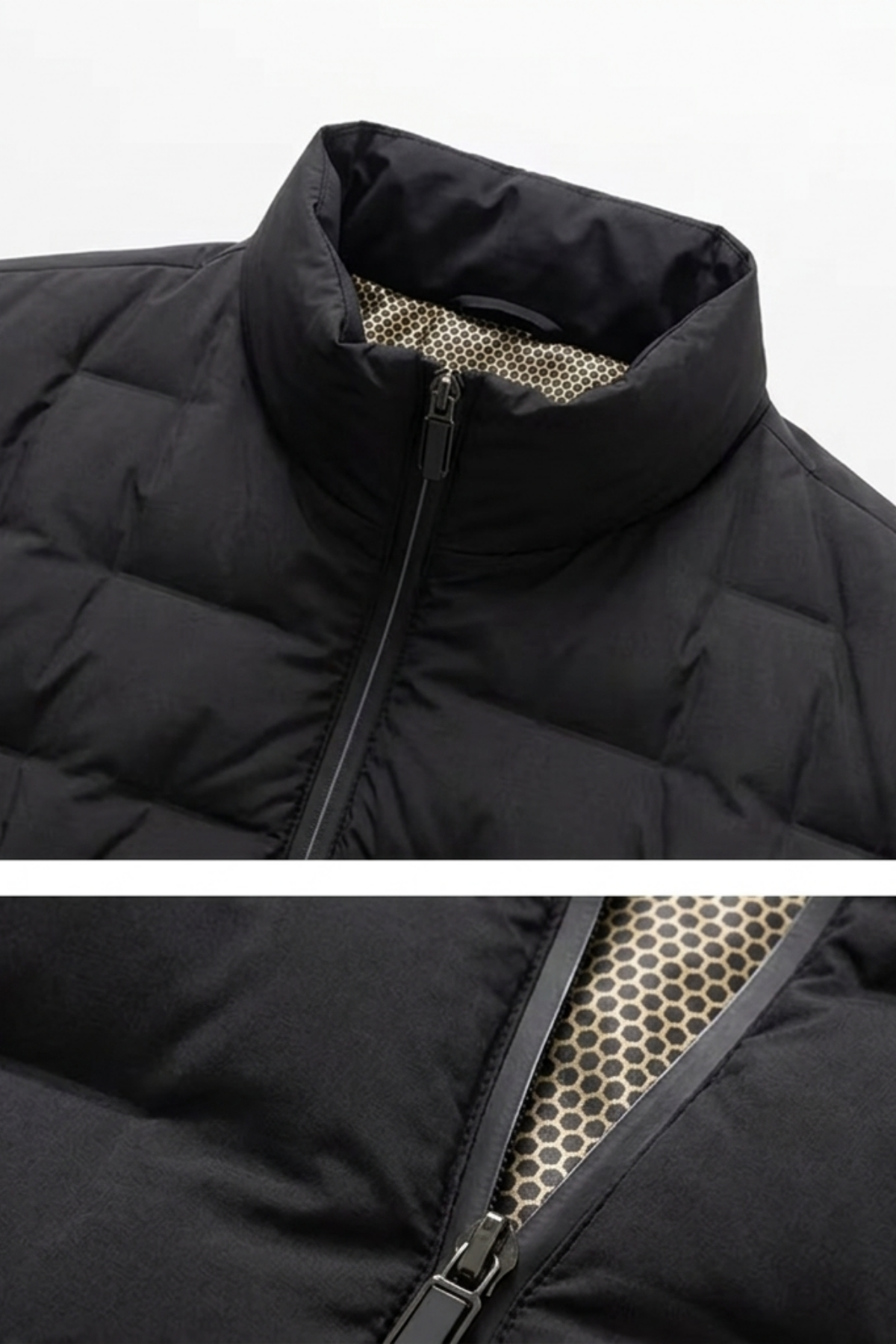 Men's Quilted Puffer Jacket with Funnel Neck