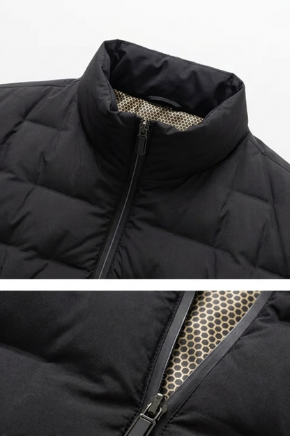Men's Quilted Puffer Jacket with Funnel Neck