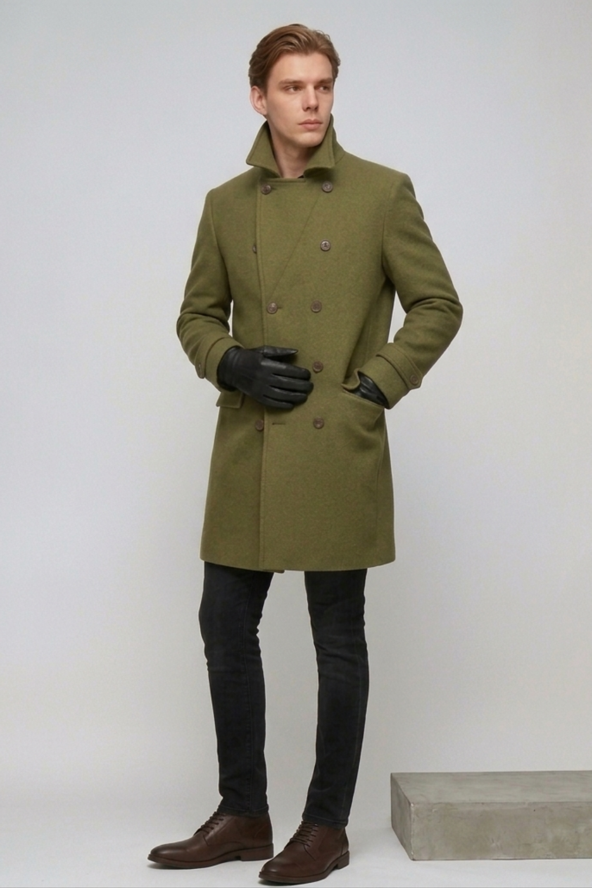Men's Double-Breasted Wool Overcoat