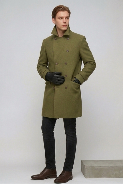 Men's Double-Breasted Wool Overcoat