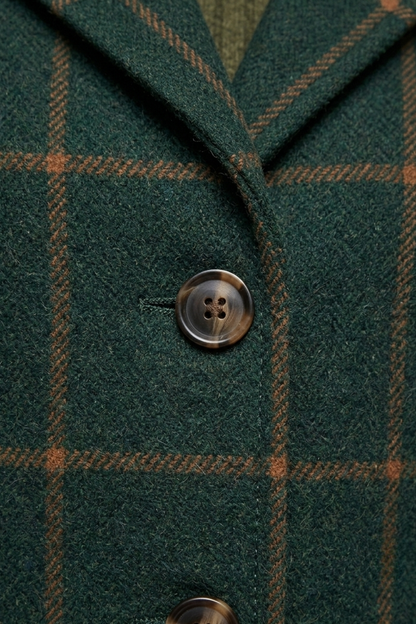 Women's Windowpane Check Wool Coat