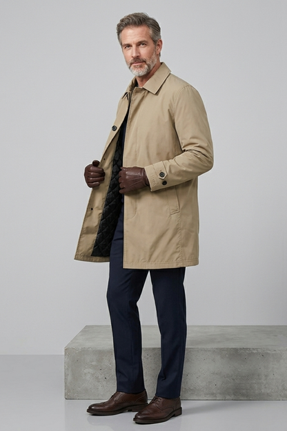 Men's Cotton Car Coat with Quilted Lining