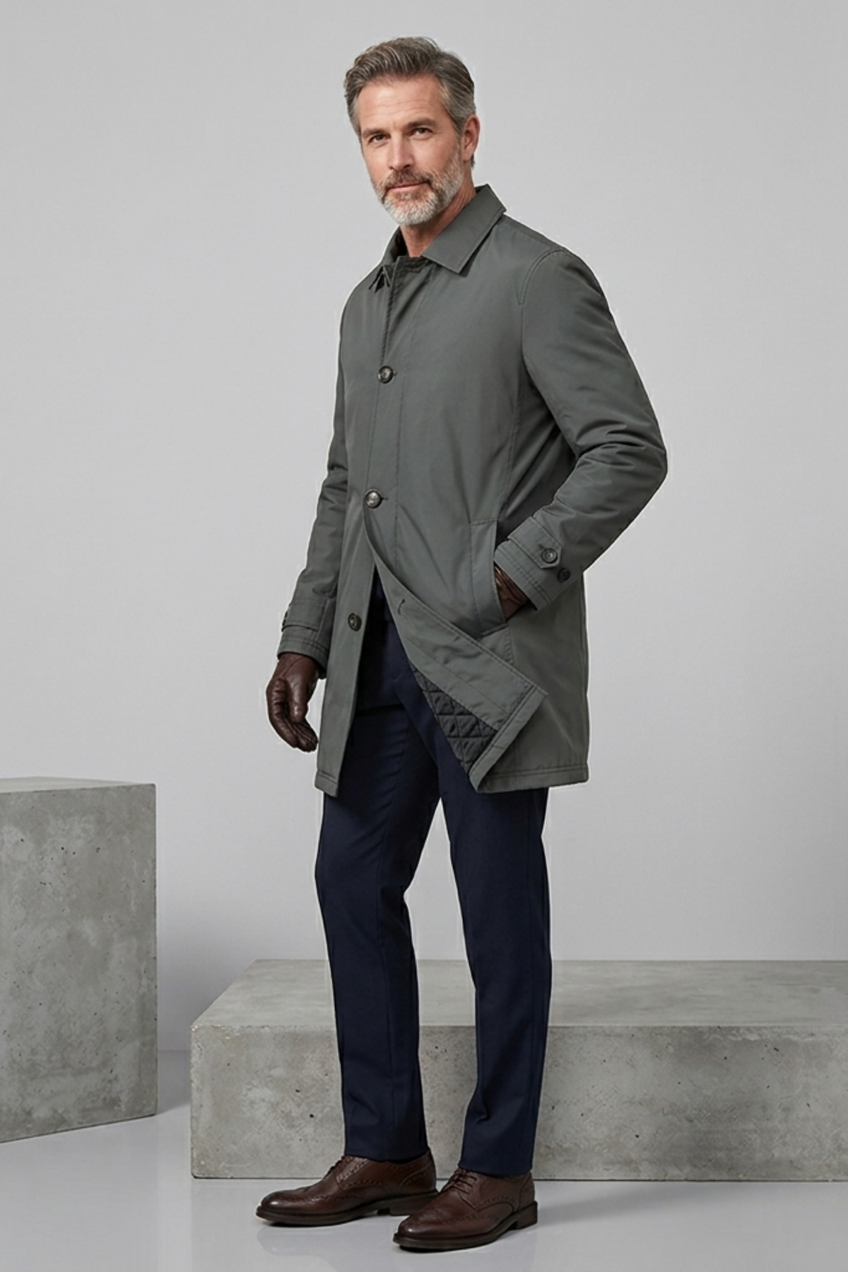 Men's Cotton Car Coat with Quilted Lining