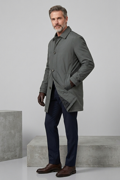 Men's Cotton Car Coat with Quilted Lining