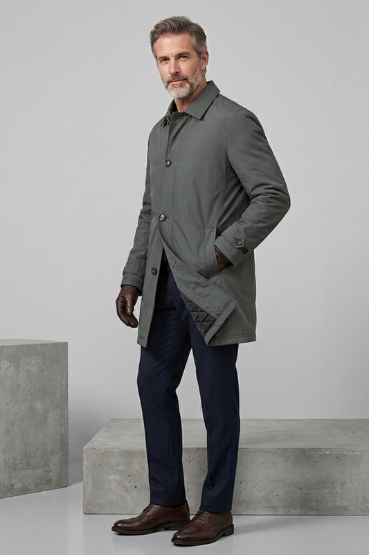 Men's Cotton Car Coat with Quilted Lining