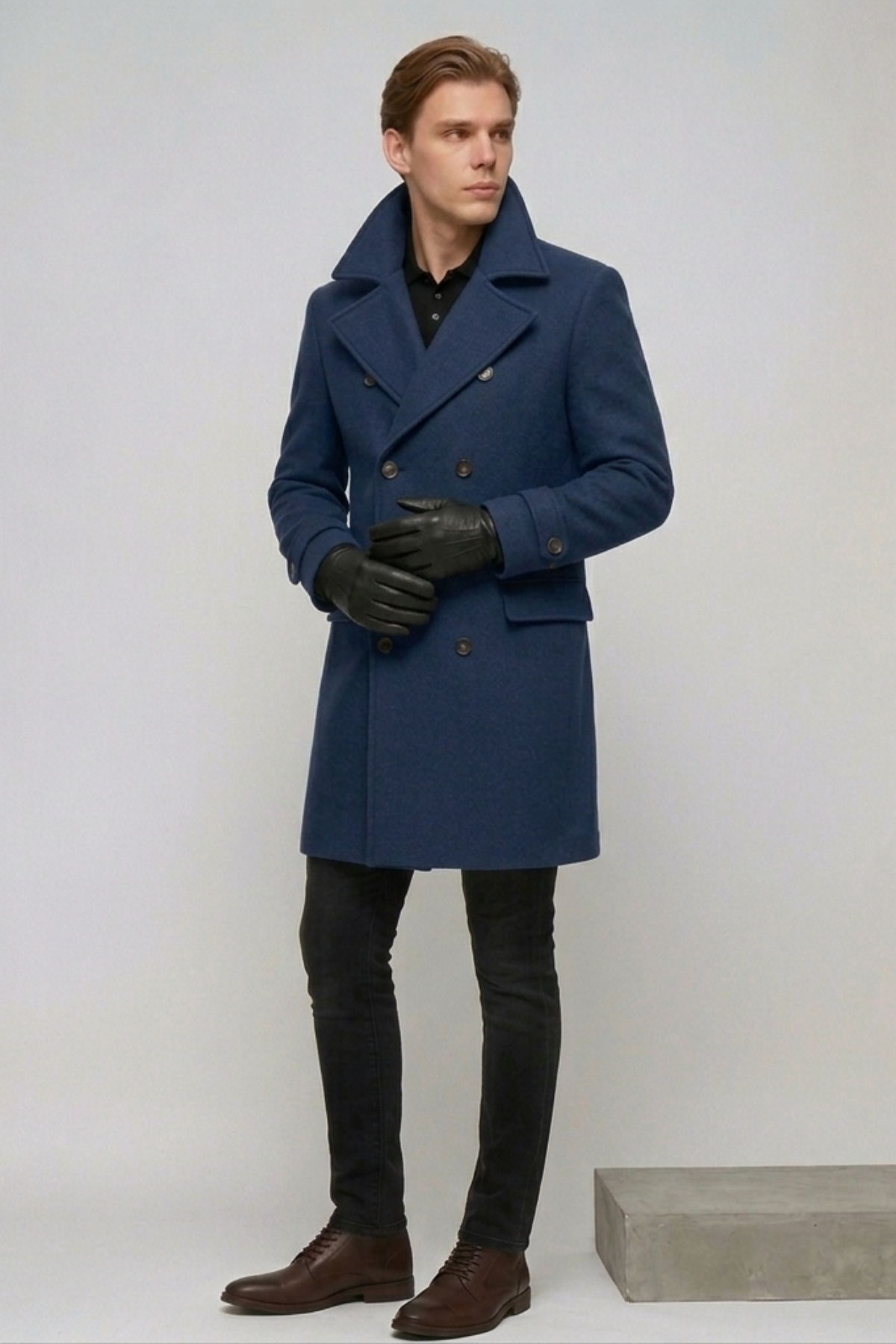 Men's Double-Breasted Wool Overcoat