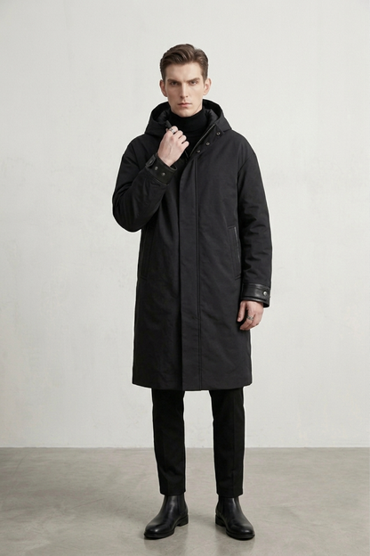 Oversized Longline Trench-Style Coat with Hood