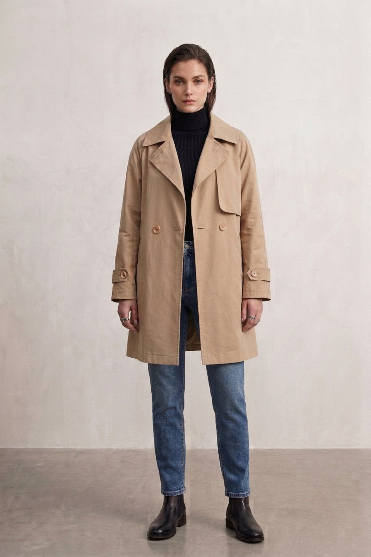Elegant Classic Double-Breasted Trench Coat