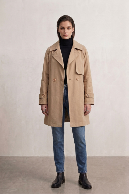 Elegant Classic Double-Breasted Trench Coat